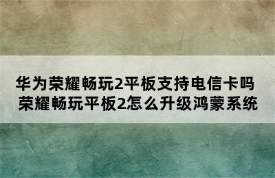 华为荣耀畅玩2平板支持电信卡吗 荣耀畅玩平板2怎么升级鸿蒙系统